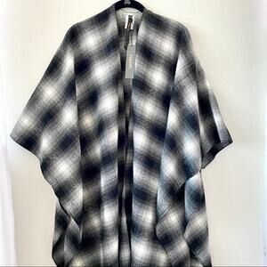 Renee C. Plaid Fringe Shawl Wrap One Size